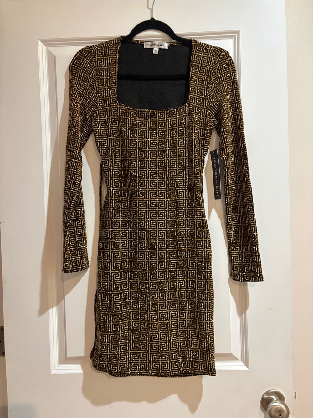 Madden Girl Gold Metallic Geometric Mini Dress